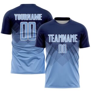 Navy Light Blue White Sublimation Soccer Uniform…