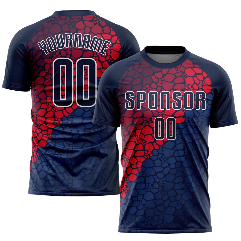 Navy Navy Red Sublimation Soccer Uniform Jersey, Custom Team Soccer Jersey Shirt
