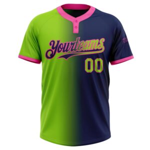 Navy Neon Green Pink Gradient Fashion Two Button Unisex Softball Jersey Custom Team Softball Jersey 2 l70epe.jpg
