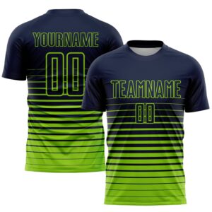 Navy Neon Green Pinstripe Fade Fashion Sublimation…