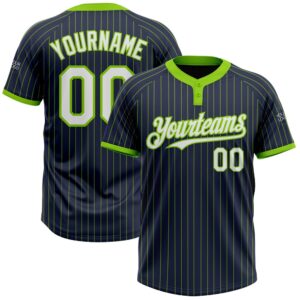Navy Neon Green Pinstripe White Two Button…