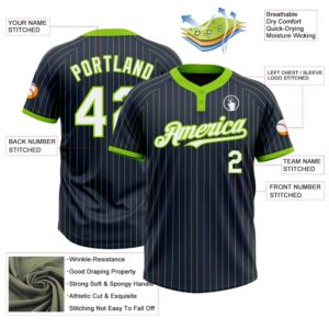 Navy Neon Green Pinstripe White Two Button Unisex Softball Jersey Custom Team Softball Jersey 3 pwtop7.jpg