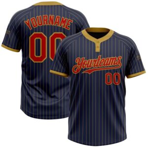 Navy Old Gold Pinstripe Red Two Button…