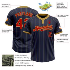 Navy Old Gold Pinstripe Red Two Button Unisex Softball Jersey Custom Team Softball Jersey 3 z2dqdr.jpg