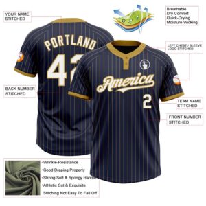 Navy Old Gold Pinstripe White Two Button Unisex Softball Jersey Custom Team Softball Jersey 3 rgs8if.jpg