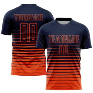 Navy Orange Pinstripe Fade Fashion Sublimation Soccer…