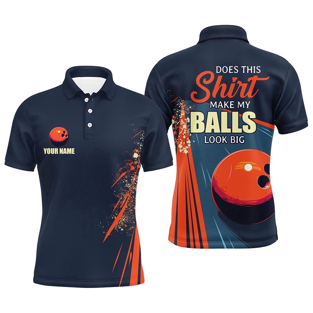 Navy & Orange Retro Bowling Shirts For Men Custom Does This Shirt Make My Balls Look Big, Personalized Bowling Team Shirt Navy & Orange Retro Bowling Shirts For Men Custom Does This Shirt Make My Balls Look Big, Personalized Bowling Team Shirt