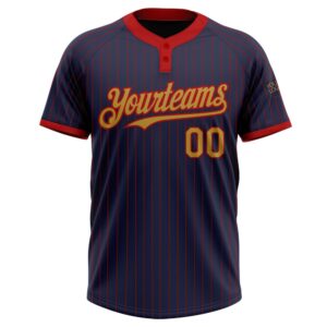 Navy Red Pinstripe Old Gold Two Button Unisex Softball Jersey Custom Team Softball Jersey 2 ldy07e.jpg