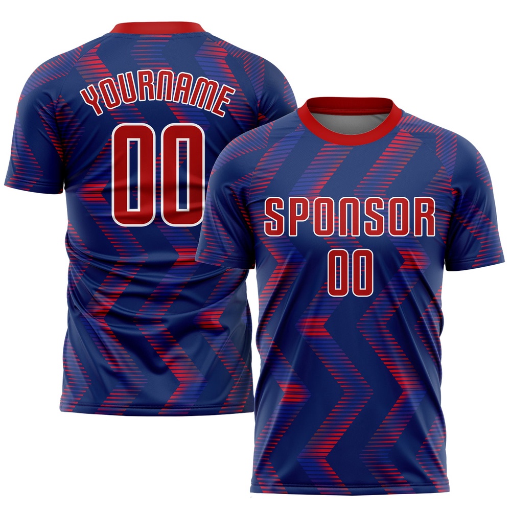 Navy Red White Sublimation Soccer Uniform Jersey, Custom Team Soccer Jersey Shirt Navy Red White Sublimation Soccer Uniform Jersey, Custom Team Soccer Jersey Shirt
