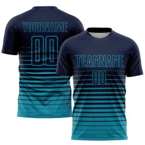 Navy Teal Pinstripe Fade Fashion Sublimation Soccer…
