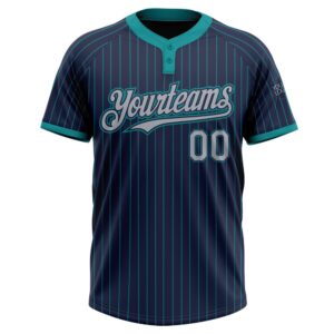 Navy Teal Pinstripe Gray Two Button Unisex Softball Jersey Custom Team Softball Jersey 2 ejokf3.jpg