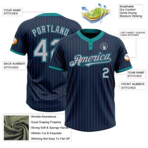 Navy Teal Pinstripe Gray Two Button Unisex Softball Jersey Custom Team Softball Jersey 3 rlapsj.jpg