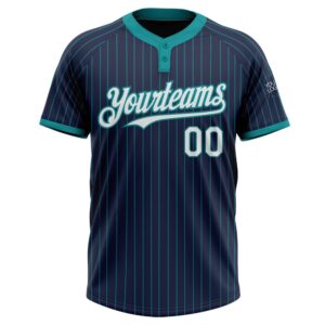 Navy Teal Pinstripe White Two Button Unisex Softball Jersey Custom Team Softball Jersey 2 lt34rz.jpg
