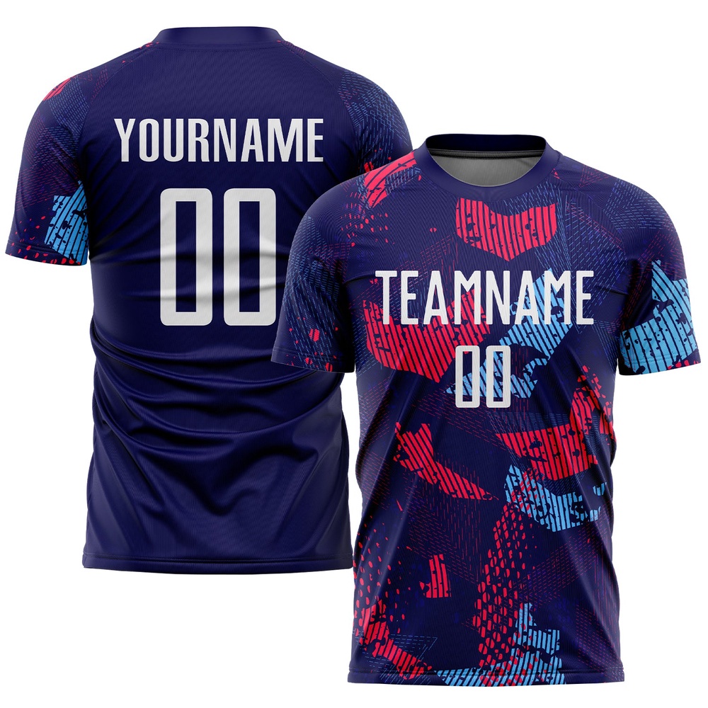 Navy White Light Blue Sublimation Soccer Uniform Jersey, Custom Team Soccer Jersey Shirt Navy White Light Blue Sublimation Soccer Uniform Jersey, Custom Team Soccer Jersey Shirt