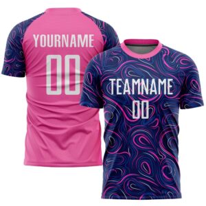 Navy White Pink Sublimation Soccer Uniform Jersey,…
