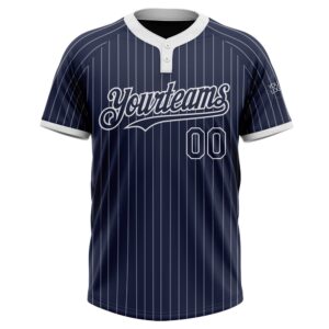 Navy White Pinstripe White Two Button Unisex Softball Jersey Custom Team Softball Jersey 2 vutale.jpg