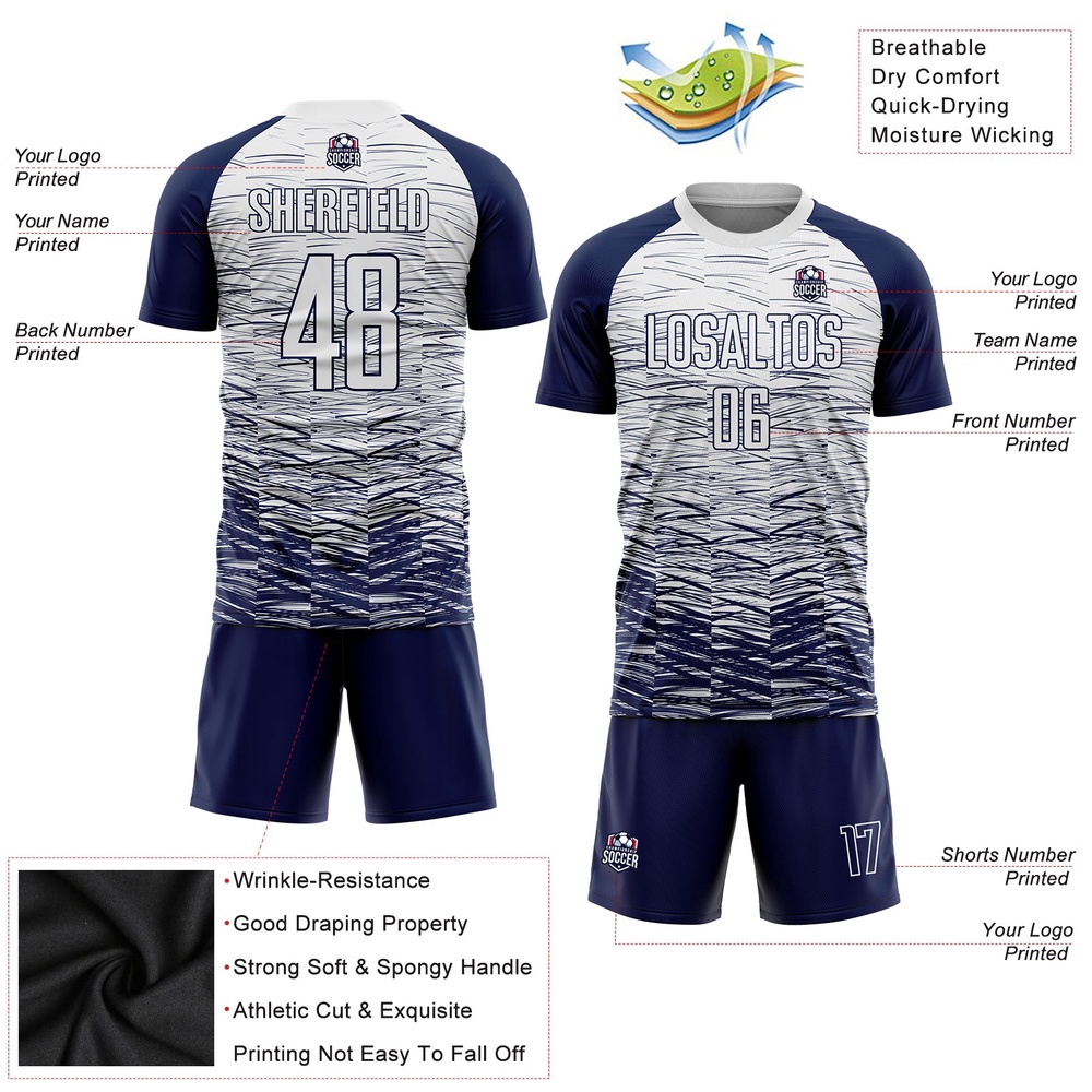 Navy White Sublimation Soccer Uniform Jersey, Custom Team Soccer Jersey Shirt Navy White Sublimation Soccer Uniform Jersey, Custom Team Soccer Jersey Shirt