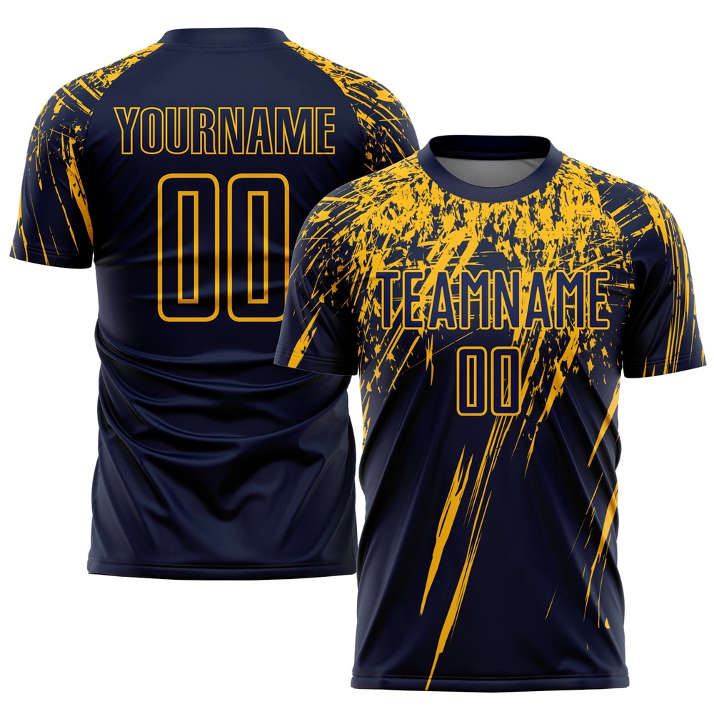 Navy Yellow Sublimation Soccer Uniform Jersey, Custom Team Soccer Jersey Shirt Navy Yellow Sublimation Soccer Uniform Jersey, Custom Team Soccer Jersey Shirt