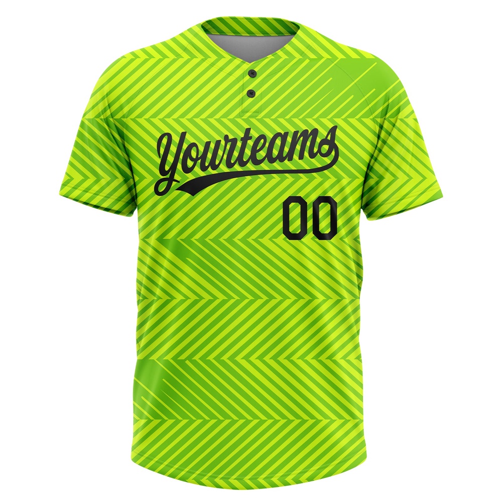 Neon Green Black 3D Pattern Two Button Unisex Softball Jersey, Custom Team Softball Jersey Neon Green Black 3D Pattern Two Button Unisex Softball Jersey, Custom Team Softball Jersey