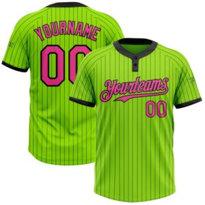 Neon Green Black Pinstripe Pink Two Button…
