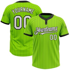 Neon Green Black Pinstripe White Two Button…