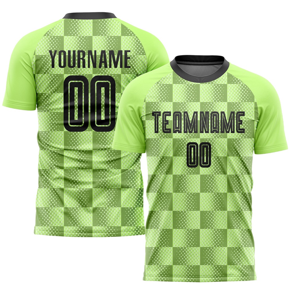 Neon Green Black Third Sublimation Soccer Uniform Jersey, Custom Team Soccer Jersey Shirt