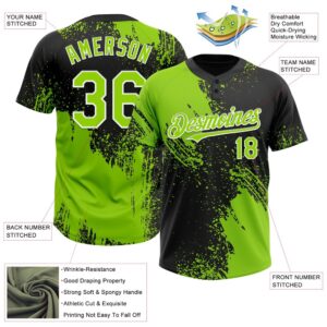 Neon Green Black White 3D Pattern Abstract Brush Stroke Two Button Unisex Softball Jersey Custom Team Softball Jersey 3 wm6cvf.jpg