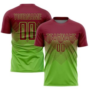 Neon Green Crimson Sublimation Soccer Uniform Jersey,…