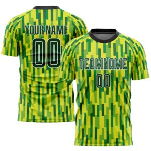 Neon Green Green Gold Sublimation Soccer Uniform…