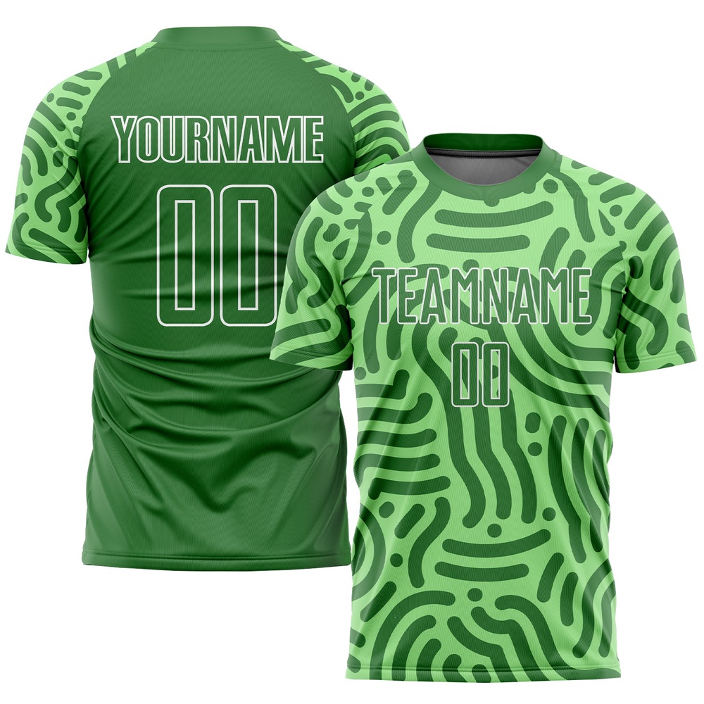 Neon Green Kelly Green White Sublimation Soccer Uniform Jersey, Custom Team Soccer Jersey Shirt Neon Green Kelly Green White Sublimation Soccer Uniform Jersey, Custom Team Soccer Jersey Shirt