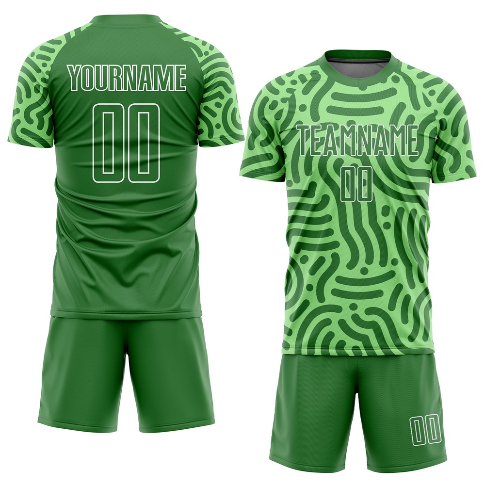 Neon Green Kelly Green White Sublimation Soccer Uniform Jersey, Custom Team Soccer Jersey Shirt Neon Green Kelly Green White Sublimation Soccer Uniform Jersey, Custom Team Soccer Jersey Shirt