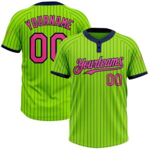 Neon Green Navy Pinstripe Pink Two Button…