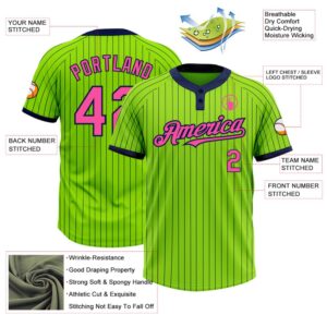 Neon Green Navy Pinstripe Pink Two Button Unisex Softball Jersey Custom Team Softball Jersey 3 p4ij5e.jpg