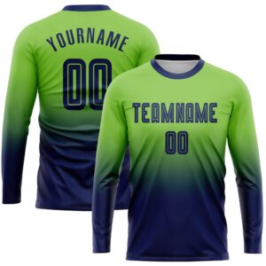 Neon Green Navy Sublimation Long Sleeve Fade…