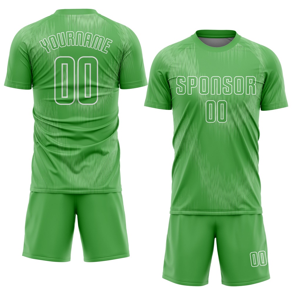 Neon Green Neon Green White Sublimation Soccer Uniform Jersey, Custom Team Soccer Jersey Shirt