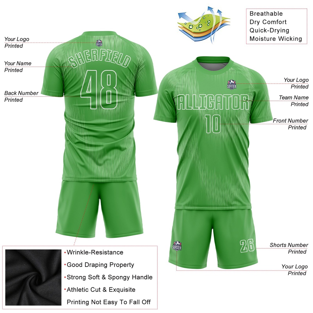 Neon Green Neon Green White Sublimation Soccer Uniform Jersey, Custom Team Soccer Jersey Shirt
