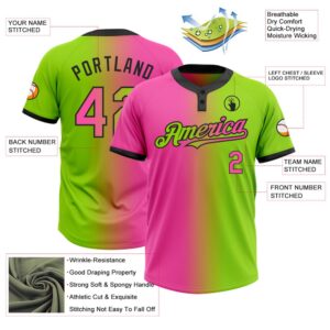 Neon Green Pink Black Gradient Fashion Two Button Unisex Softball Jersey Custom Team Softball Jersey 3 ys5ffk.jpg