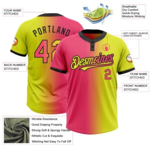 Neon Yellow Neon Pink Black Gradient Fashion Two Button Unisex Softball Jersey Custom Team Softball Jersey 3 htxidb.jpg