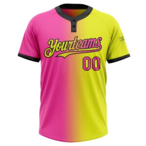 Neon Yellow Pink Black Gradient Fashion Two Button Unisex Softball Jersey Custom Team Softball Jersey 2 gidauu.jpg