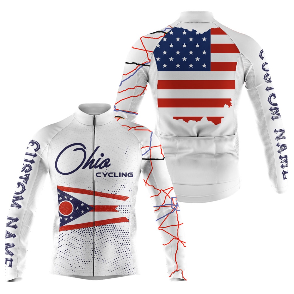 Ohio Cycling Jersey For Men Women Custom Ohio Bike Shirts With 3 Rear Pockets  And  Full Zipper, Custom Mono Cycling Jersey