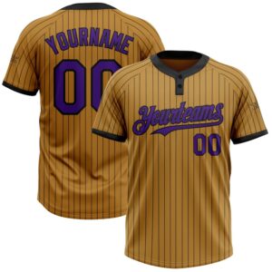Old Gold Black Pinstripe Purple Two Button…