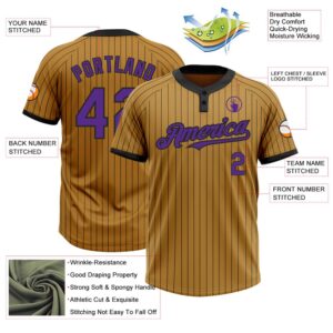 Old Gold Black Pinstripe Purple Two Button Unisex Softball Jersey Custom Team Softball Jersey 3 cnjnzz.jpg