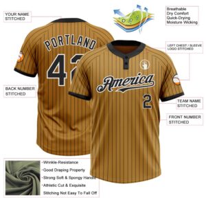 Old Gold Black Pinstripe White Two Button Unisex Softball Jersey Custom Team Softball Jersey 3 mxnnbl.jpg