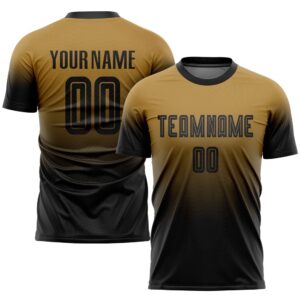 Old Gold Black Sublimation Fade Fashion Soccer…