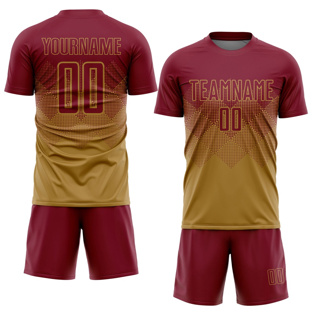 Old Gold Crimson Sublimation Soccer Uniform Jersey, Custom Team Soccer Jersey Shirt Old Gold Crimson Sublimation Soccer Uniform Jersey, Custom Team Soccer Jersey Shirt