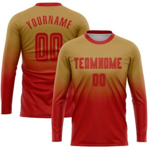 Old Gold Red Sublimation Long Sleeve Fade…