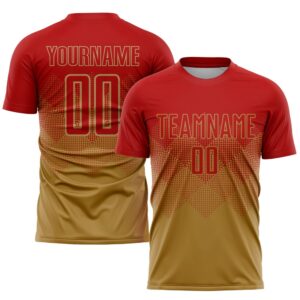 Old Gold Red Sublimation Soccer Uniform Jersey,…