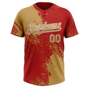 Old Gold Red White 3D Pattern Abstract Brush Stroke Two Button Unisex Softball Jersey Custom Team Softball Jersey 2 wwgmtm.jpg