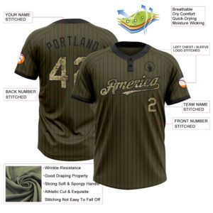 Olive Black Pinstripe Camo Salute To Service Two Button Unisex Softball Jersey Custom Team Softball Jersey 3 lgwfzu.jpg
