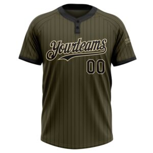 Olive Black Pinstripe Cream Salute To Service Two Button Unisex Softball Jersey Custom Team Softball Jersey 2 ol15jl.jpg